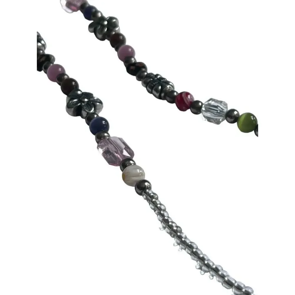 Face Mask Beaded Holder Stap Necklace Metal Flowers